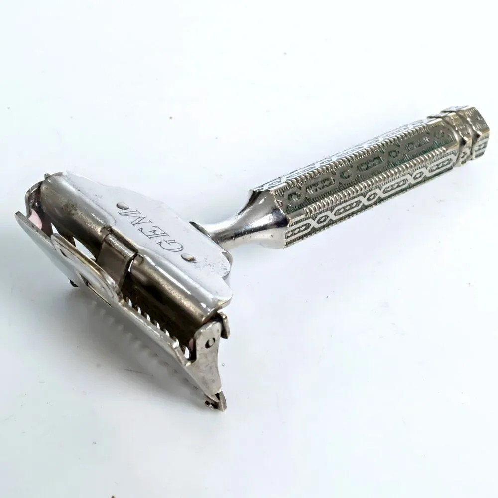 Vintage GEM Single Edge Safety Razor Art Deco Ornate Handle 1920s